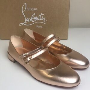 Christian Louboutin Sweet Jane Metallic Leather Mary Jane Flats